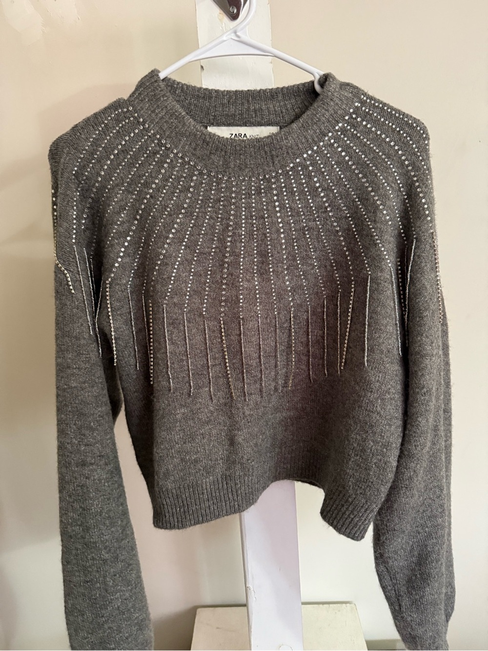 Zara Rhinestone Fringe Sweater